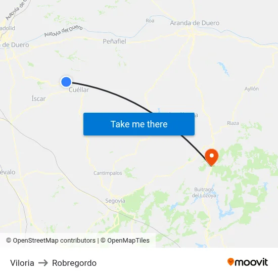 Viloria to Robregordo map