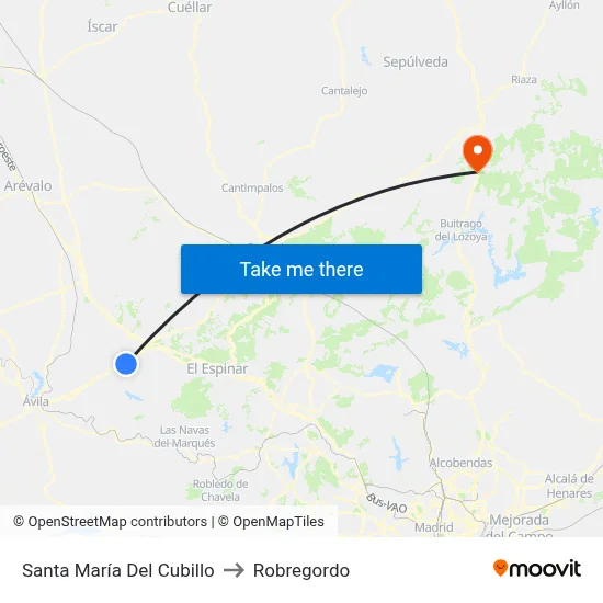 Santa María Del Cubillo to Robregordo map