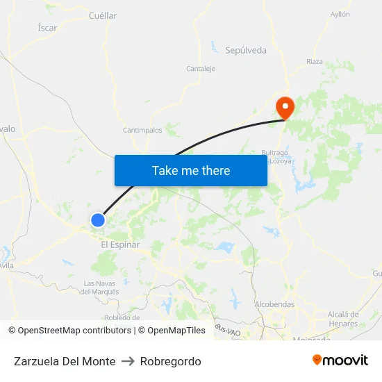 Zarzuela Del Monte to Robregordo map