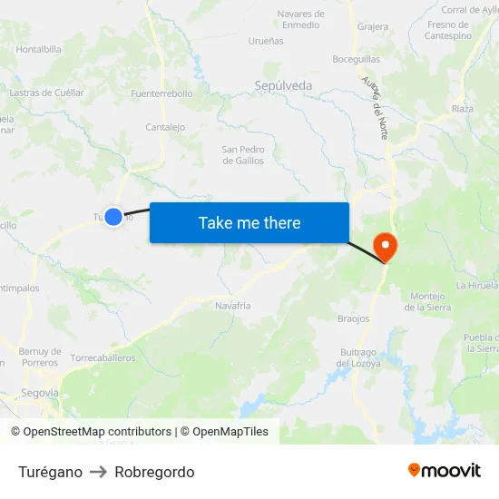 Turégano to Robregordo map