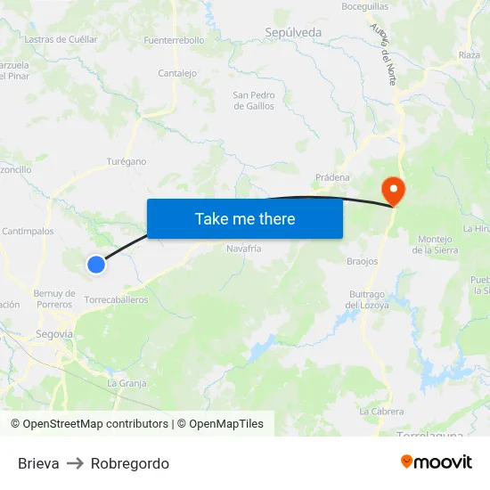 Brieva to Robregordo map