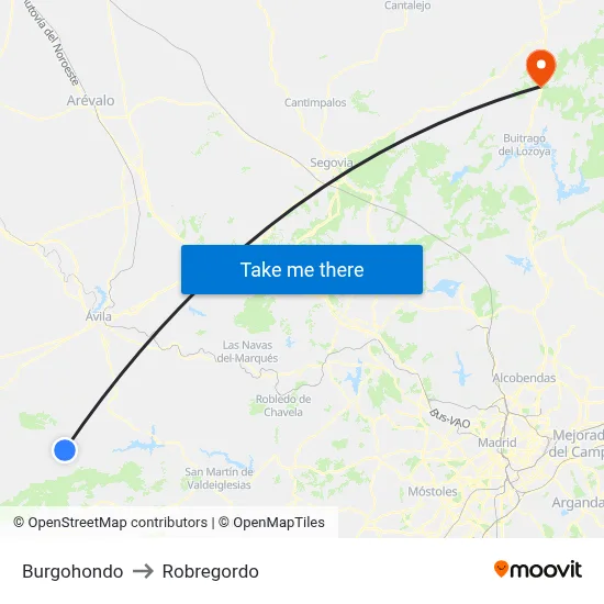 Burgohondo to Robregordo map