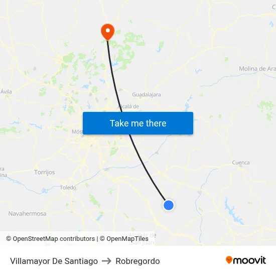 Villamayor De Santiago to Robregordo map