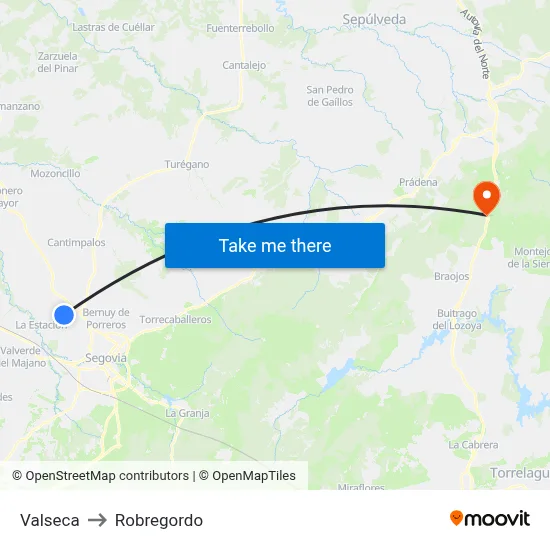 Valseca to Robregordo map