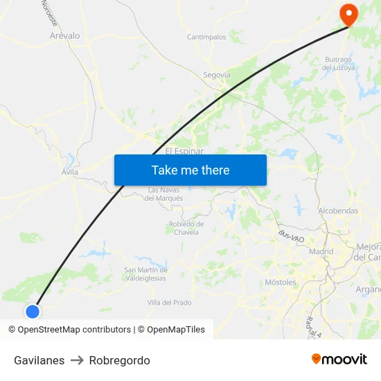 Gavilanes to Robregordo map