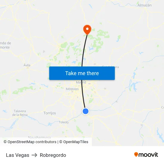 Las Vegas to Robregordo map