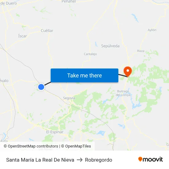 Santa María La Real De Nieva to Robregordo map