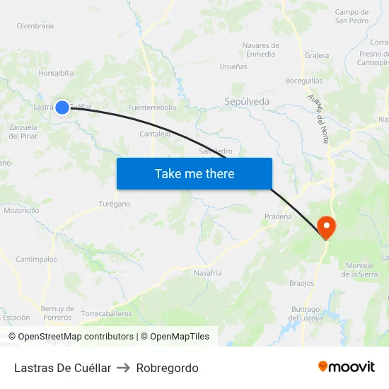 Lastras De Cuéllar to Robregordo map
