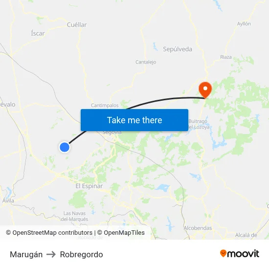 Marugán to Robregordo map