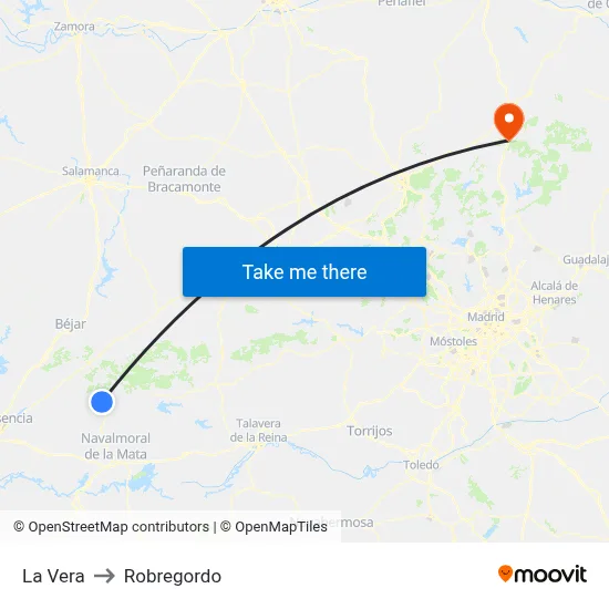 La Vera to Robregordo map