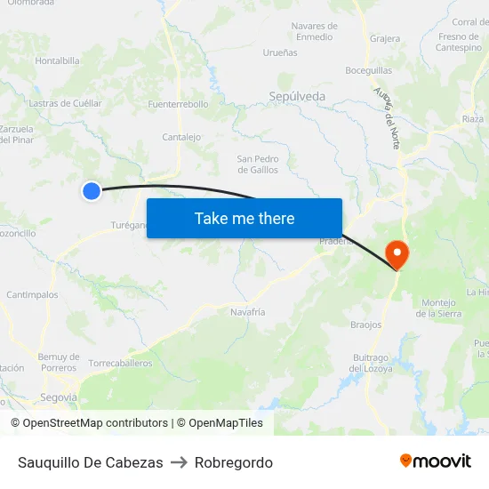 Sauquillo De Cabezas to Robregordo map
