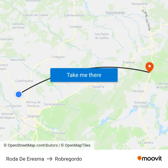 Roda De Eresma to Robregordo map