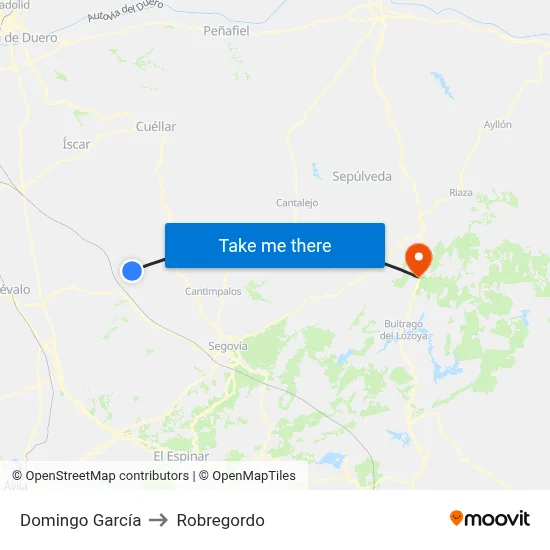Domingo García to Robregordo map