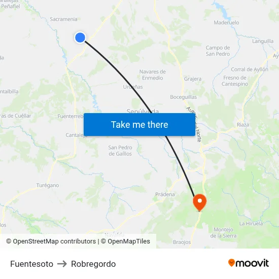 Fuentesoto to Robregordo map