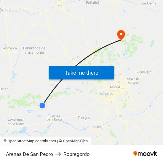 Arenas De San Pedro to Robregordo map