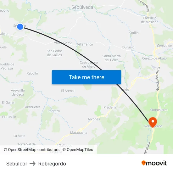 Sebúlcor to Robregordo map