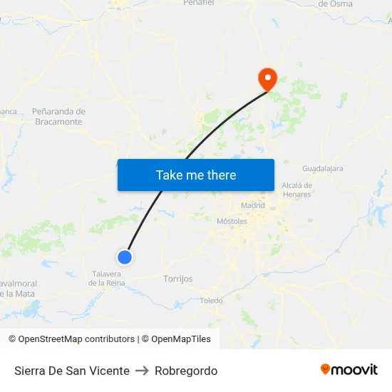 Sierra De San Vicente to Robregordo map