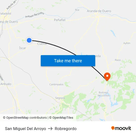 San Miguel Del Arroyo to Robregordo map