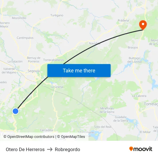 Otero De Herreros to Robregordo map