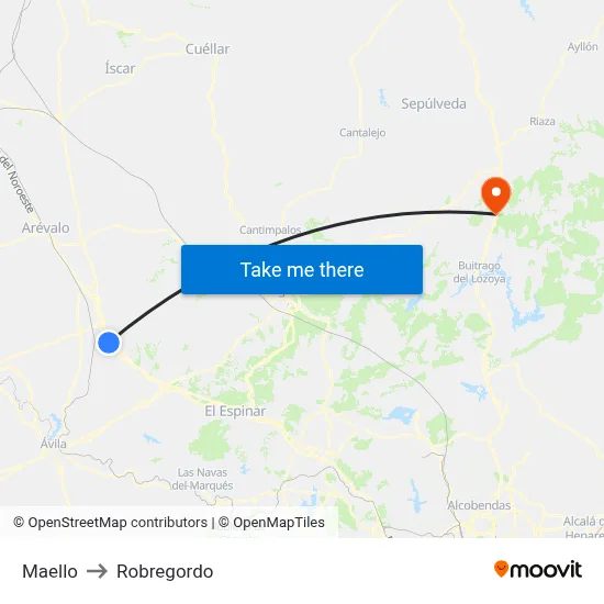 Maello to Robregordo map