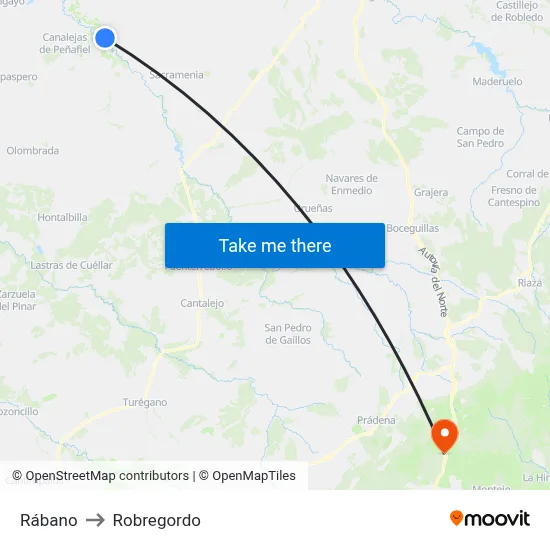 Rábano to Robregordo map
