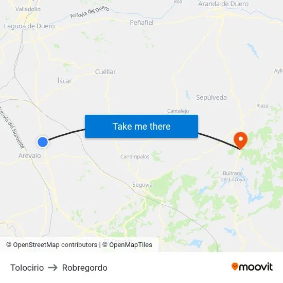 Tolocirio to Robregordo map