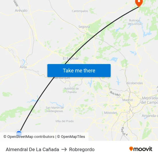 Almendral De La Cañada to Robregordo map