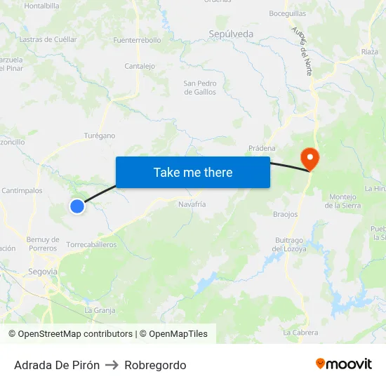 Adrada De Pirón to Robregordo map