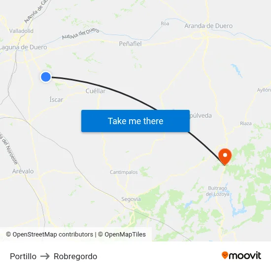 Portillo to Robregordo map