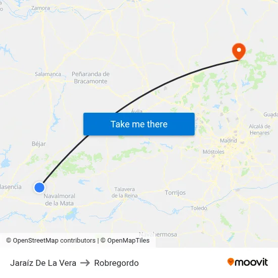 Jaraíz De La Vera to Robregordo map