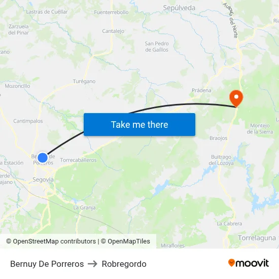 Bernuy De Porreros to Robregordo map