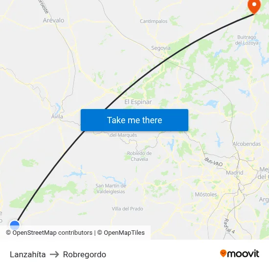 Lanzahíta to Robregordo map