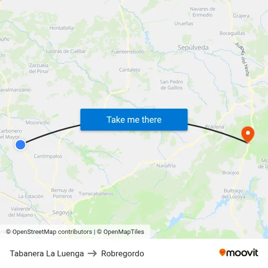 Tabanera La Luenga to Robregordo map
