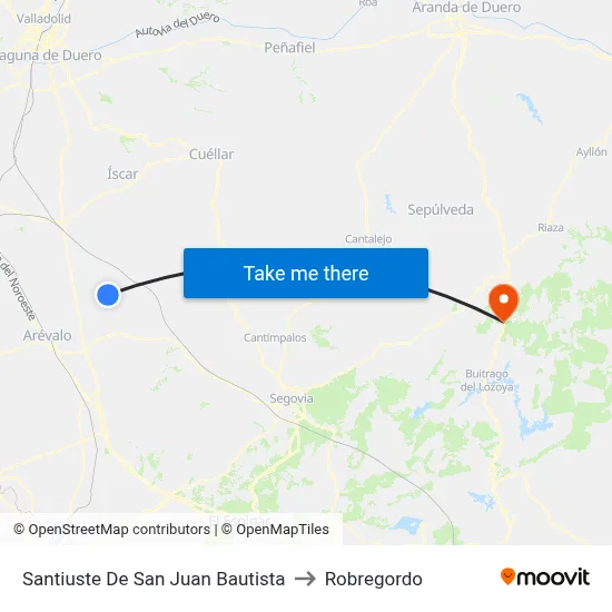 Santiuste De San Juan Bautista to Robregordo map