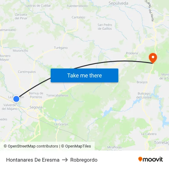 Hontanares De Eresma to Robregordo map