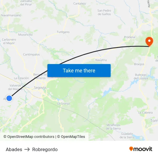 Abades to Robregordo map