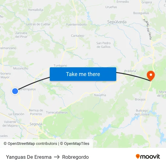 Yanguas De Eresma to Robregordo map