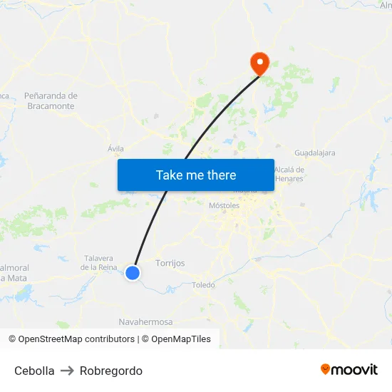 Cebolla to Robregordo map