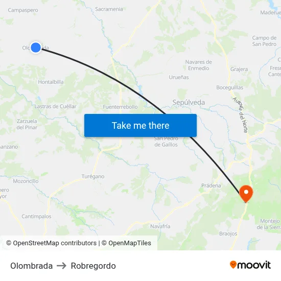 Olombrada to Robregordo map