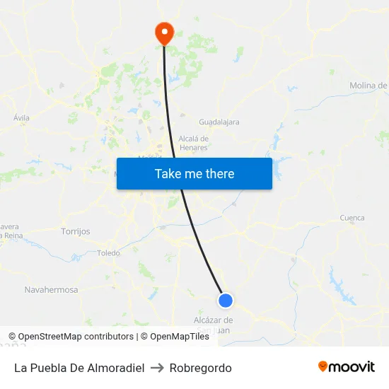 La Puebla De Almoradiel to Robregordo map