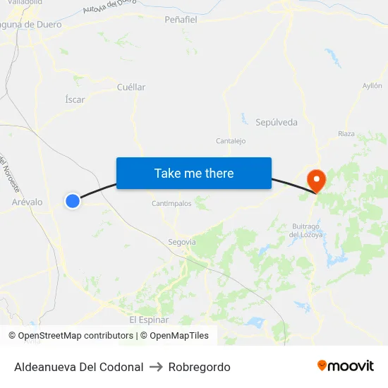 Aldeanueva Del Codonal to Robregordo map