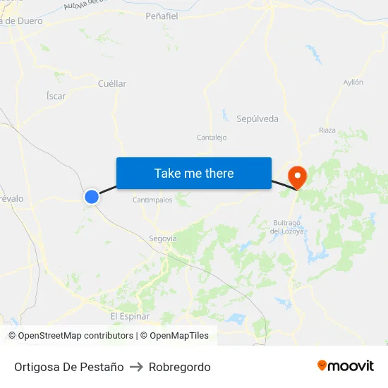 Ortigosa De Pestaño to Robregordo map