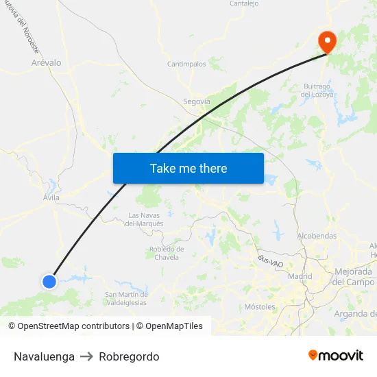 Navaluenga to Robregordo map