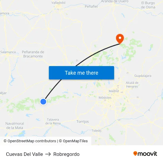 Cuevas Del Valle to Robregordo map