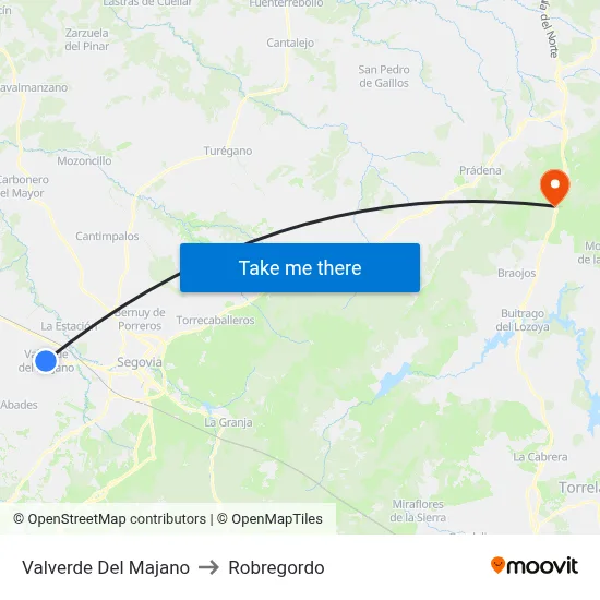 Valverde Del Majano to Robregordo map