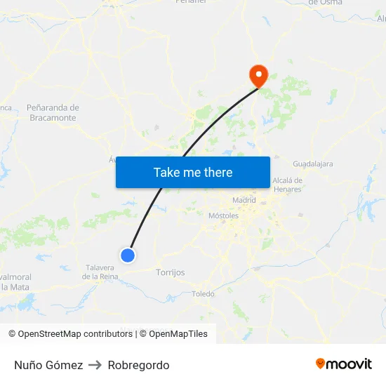 Nuño Gómez to Robregordo map