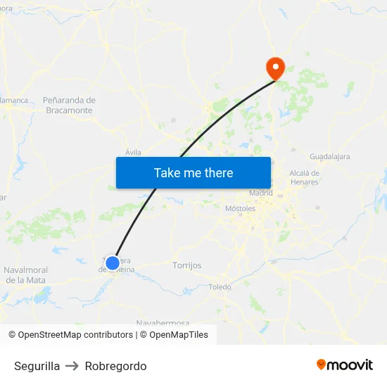 Segurilla to Robregordo map
