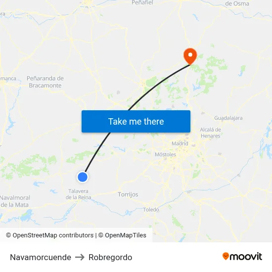Navamorcuende to Robregordo map