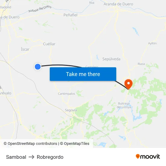 Samboal to Robregordo map