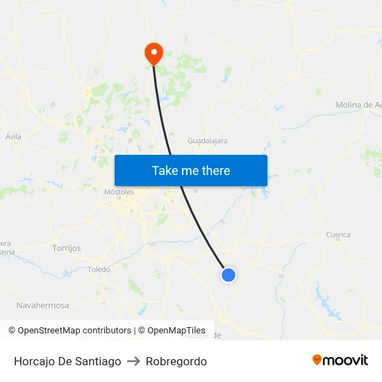 Horcajo De Santiago to Robregordo map